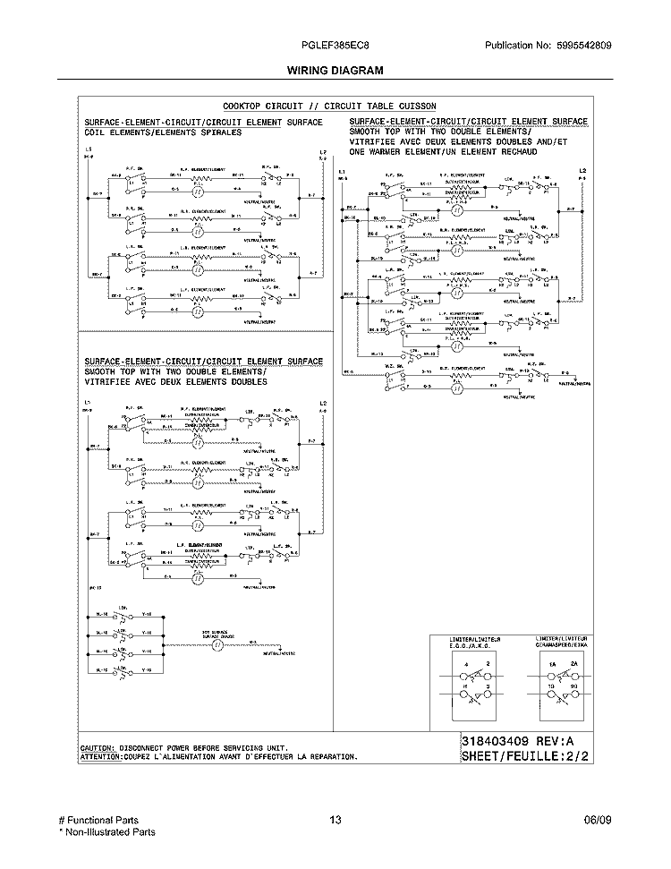 WIRING DIAGRAM Diagram and Parts List for PGLEF385EC8  Frigidaire Range