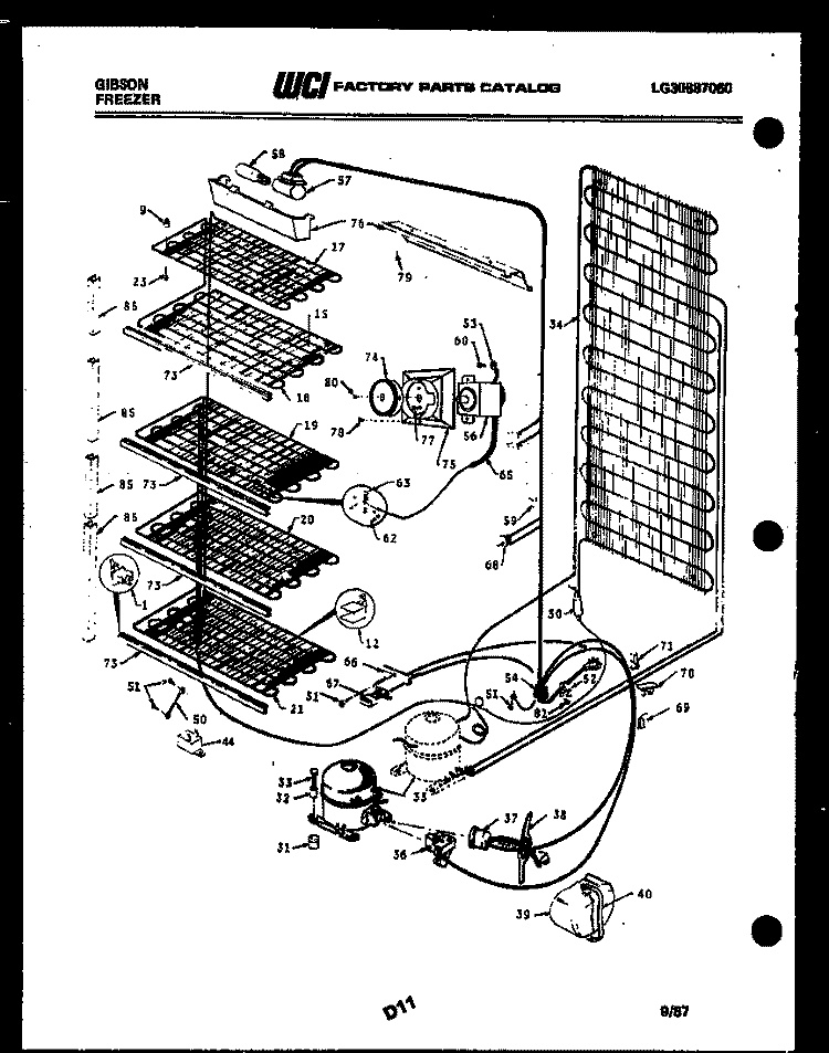 SYSTEM AND ELECTRICAL PARTS Diagram and Parts List for FV21M2DSFD  Gibson Freezer