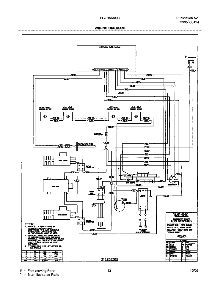 WIRING DIAGRAM Diagram and Parts List for FGFB66ASC  Frigidaire Range