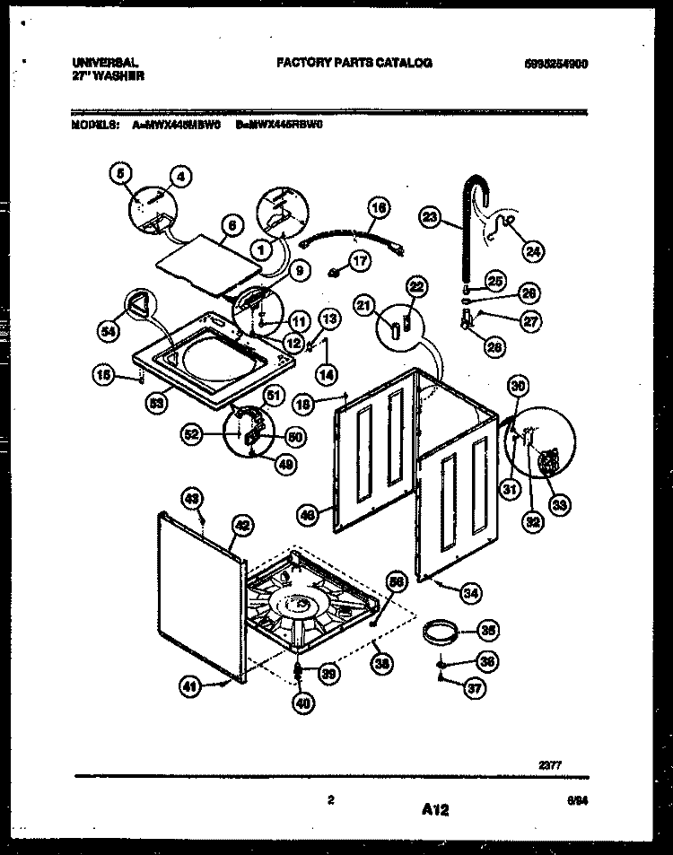 CABINET PARTS Diagram and Parts List for MWX445MBW0  Tappan Washer