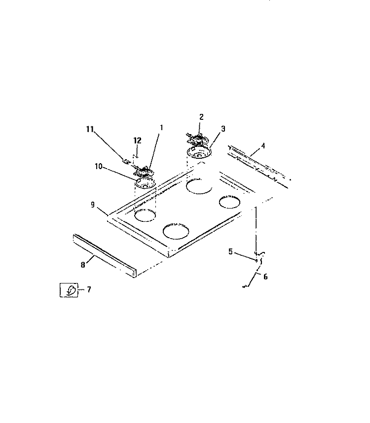 SURFACE UNITS, COOKTOP Diagram and Parts List for REG638ML7  Frigidaire Range