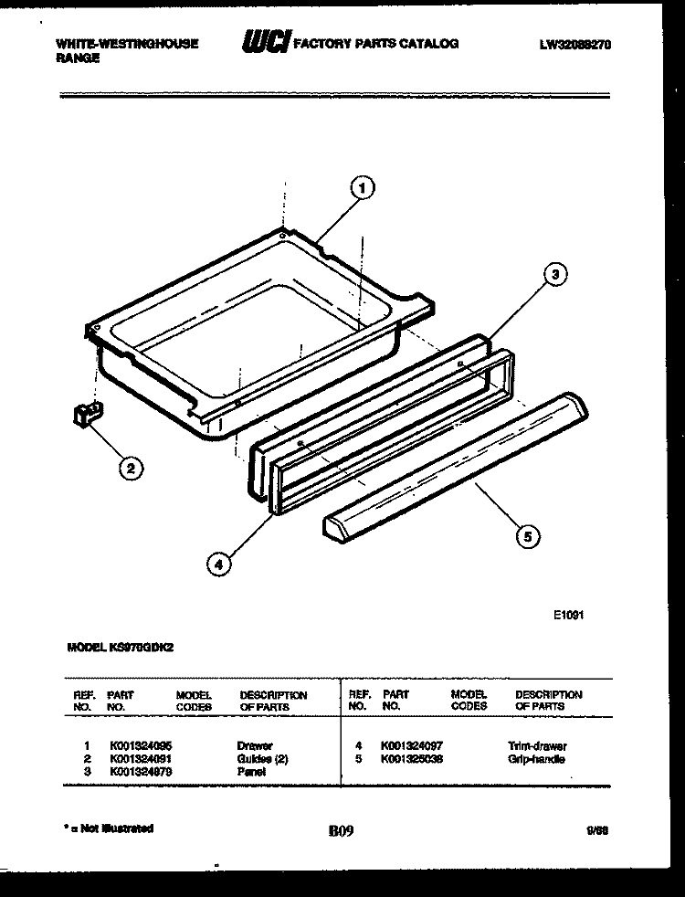 DRAWER PARTS Diagram and Parts List for KS970GDKH2  Frigidaire Range