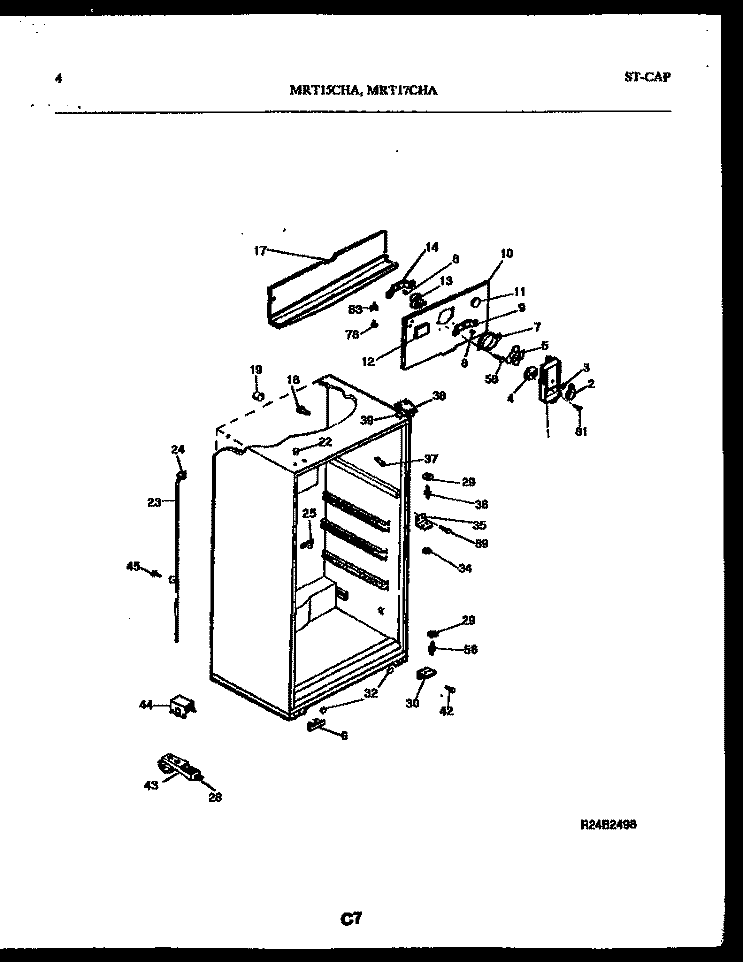CABINET PARTS Diagram and Parts List for MRT15CHAY0  Uni Refrigerator