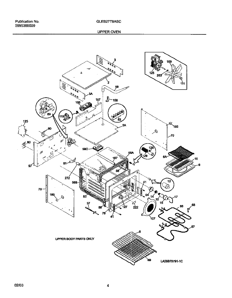 UPPER OVEN Diagram and Parts List for GLEB27T8ASC  Frigidaire Wall Oven