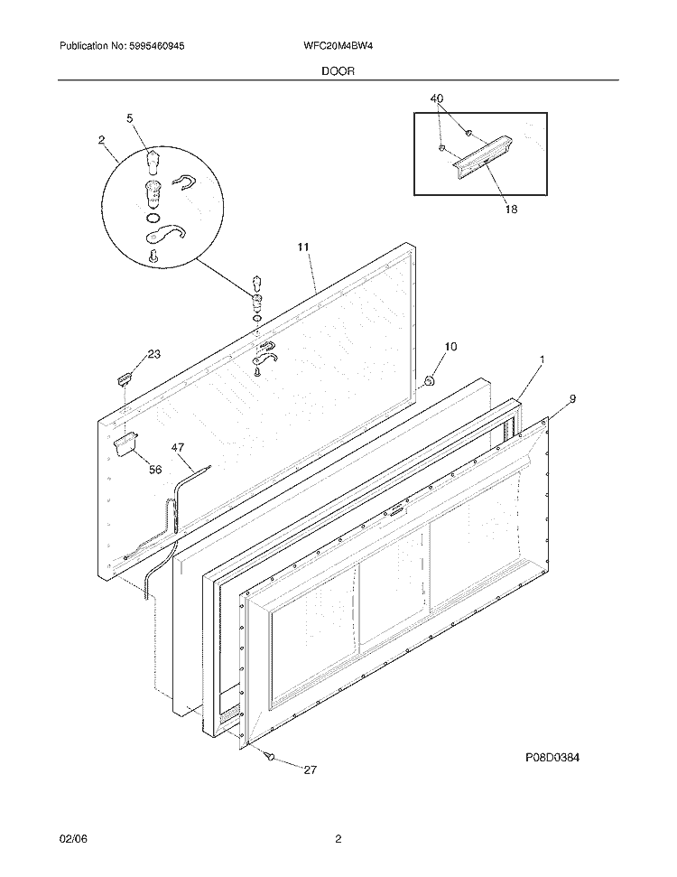 DOOR Diagram and Parts List for WFC20M4BW4  Westinghouse Freezer