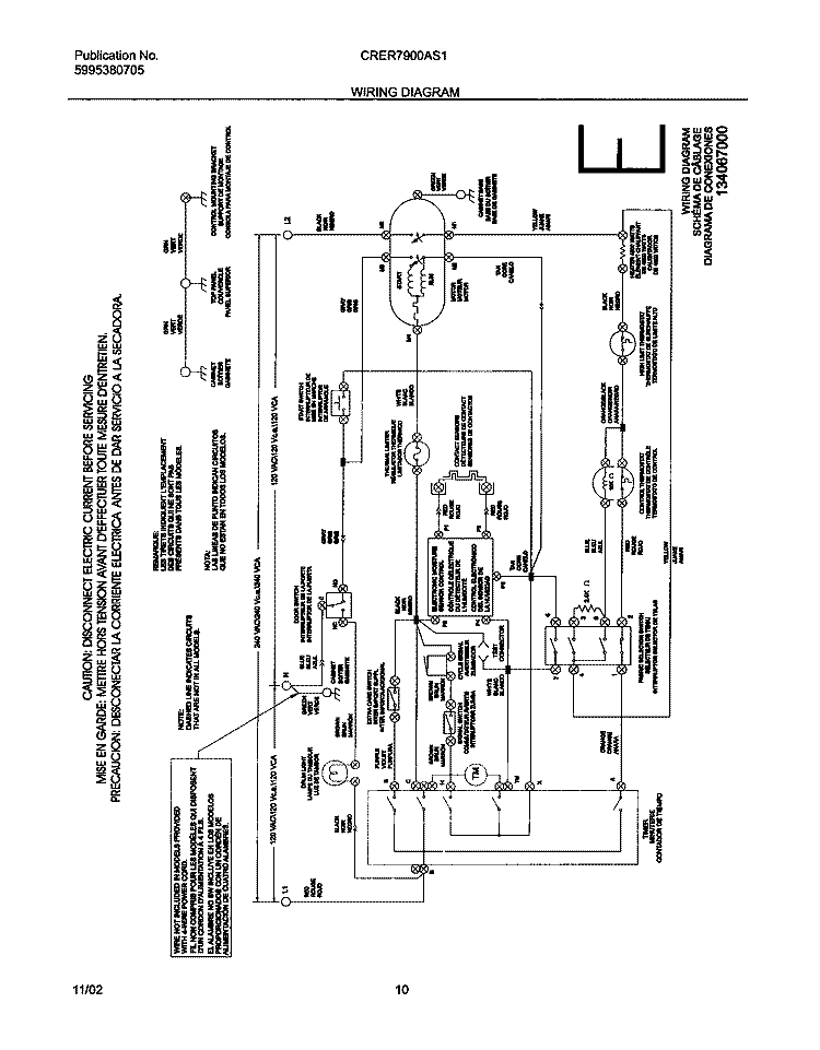 WIRING DIAGRAM Diagram and Parts List for CRER7900AS1  Frigidaire Dryer