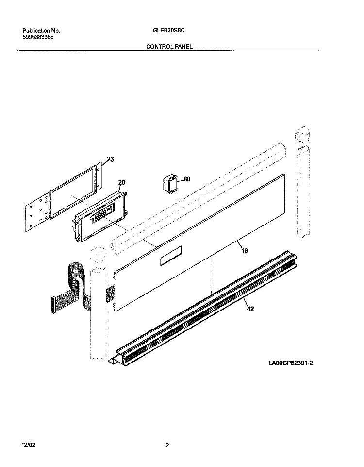 CONTROL PANEL Diagram and Parts List for GLEB30S8CBA  Frigidaire Wall Oven