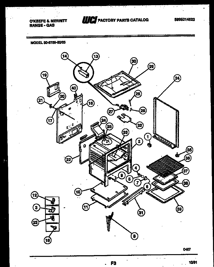 BODY PARTS Diagram and Parts List for 30-6759-00-03  Tappan Range