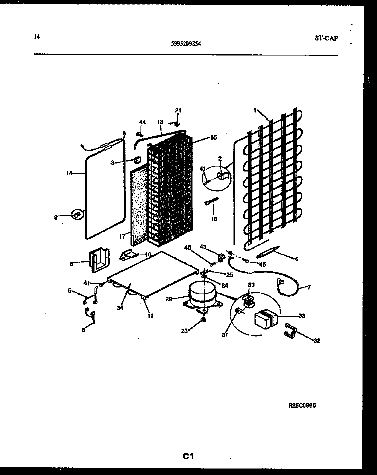 SYSTEM AND AUTOMATIC DEFROST PARTS Diagram and Parts List for FPCE24VFL1  Frigidaire Refrigerator