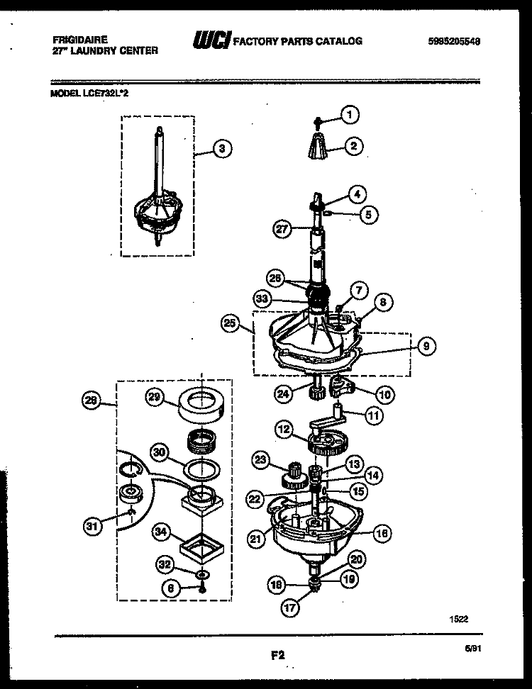 TRANSMISSION PARTS Diagram and Parts List for LCE732LL2  Frigidaire Washer Dryer Combo