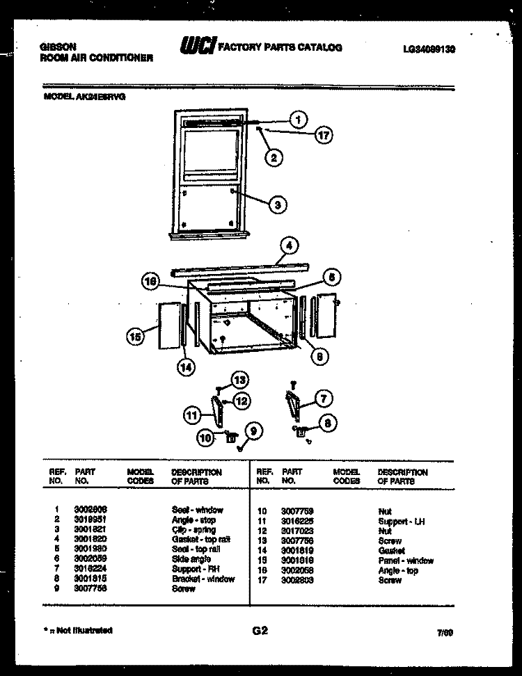 CABINET AND INSTALLATION PARTS Diagram and Parts List for AK24E6RVG  Gibson Air Conditioner