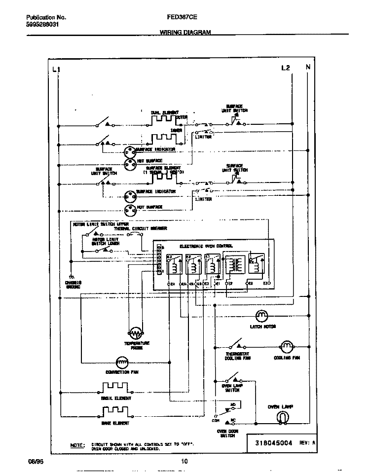WIRING DIAGRAM Diagram and Parts List for FED367CETB  Frigidaire Range