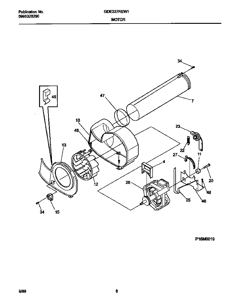 MOTOR Diagram and Parts List for GDE337REW1  Gibson Dryer