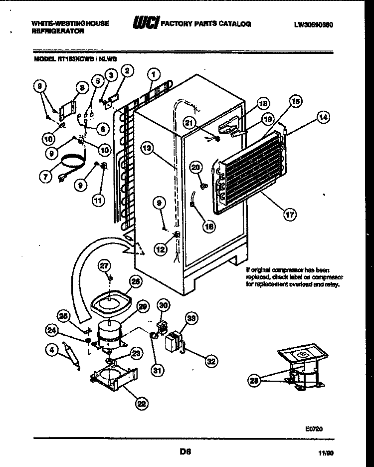 SYSTEM AND AUTOMATIC DEFROST PARTS Diagram and Parts List for RT163NCDB  Frigidaire Refrigerator