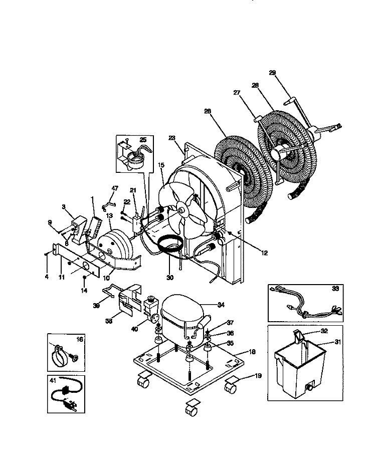 UNIT PARTS Diagram and Parts List for MDH25TF3  Frigidaire Dehumidifier