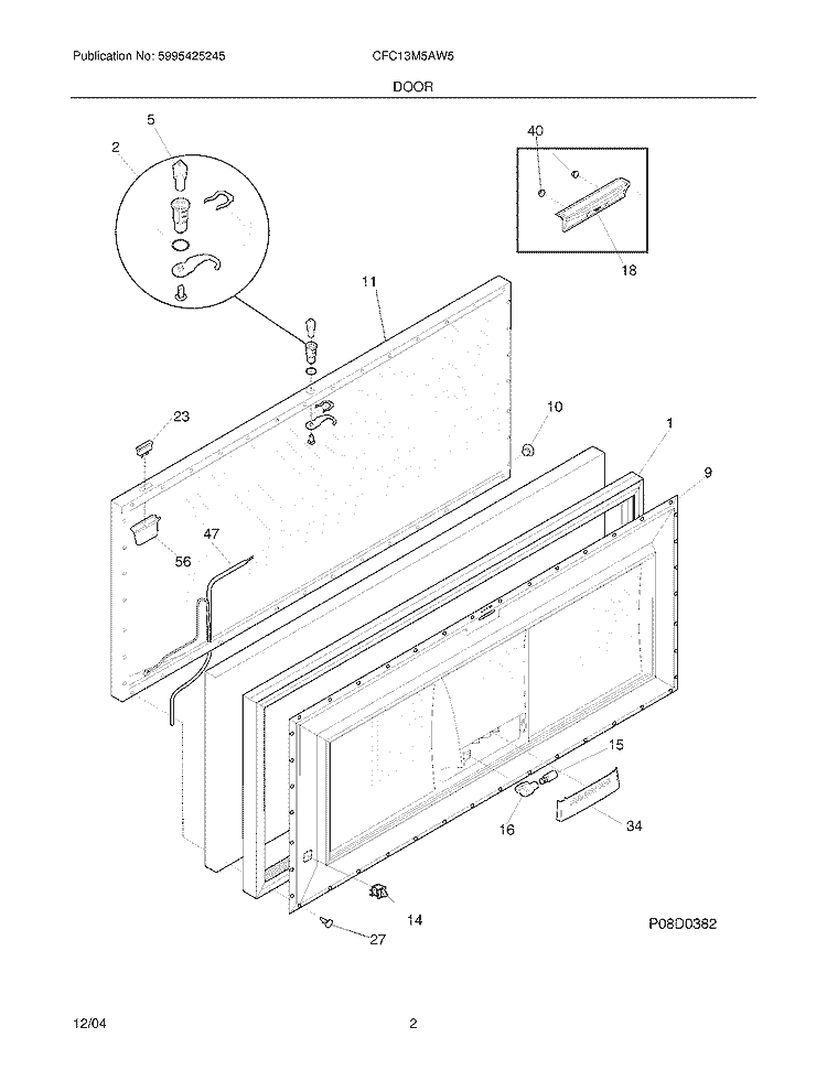 DOOR Diagram and Parts List for CFC13M5AW5  Uni Freezer