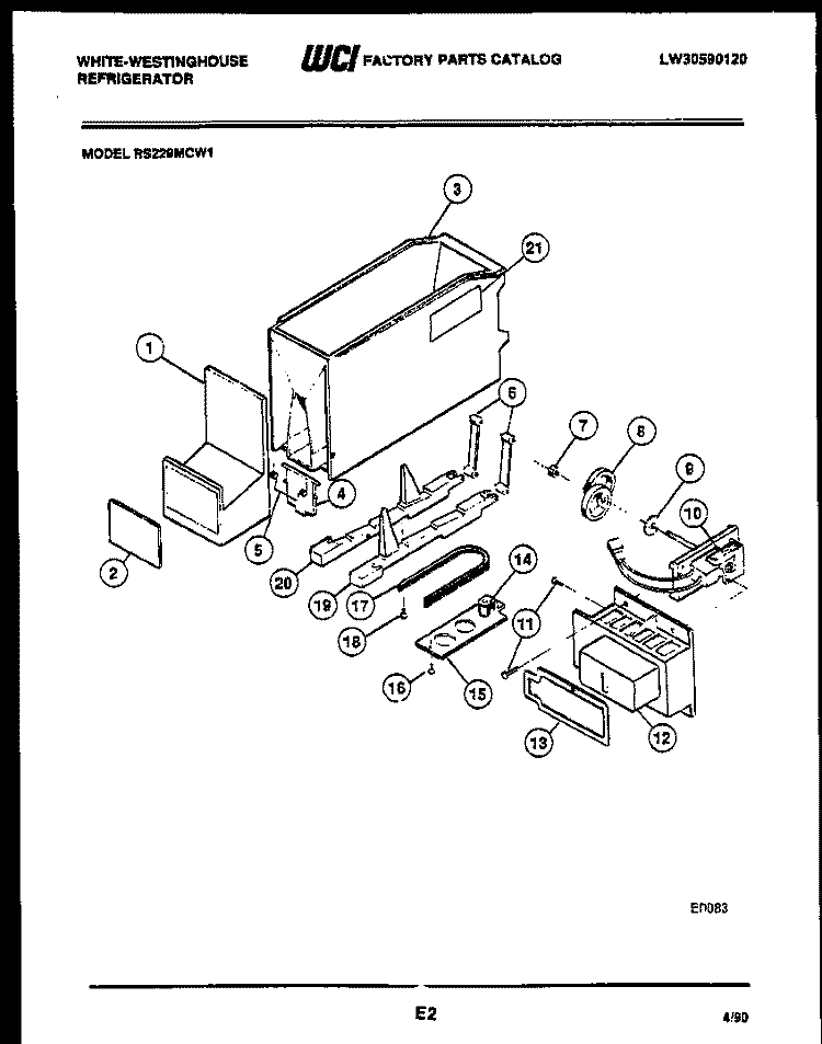 ICE DISPENSER Diagram and Parts List for RS229MCD1  Frigidaire Refrigerator