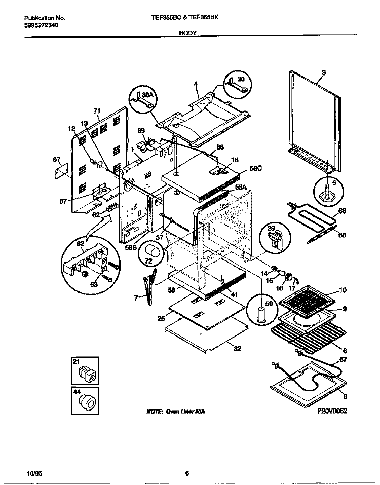 BODY Diagram and Parts List for TEF355BCDA  Tappan Range