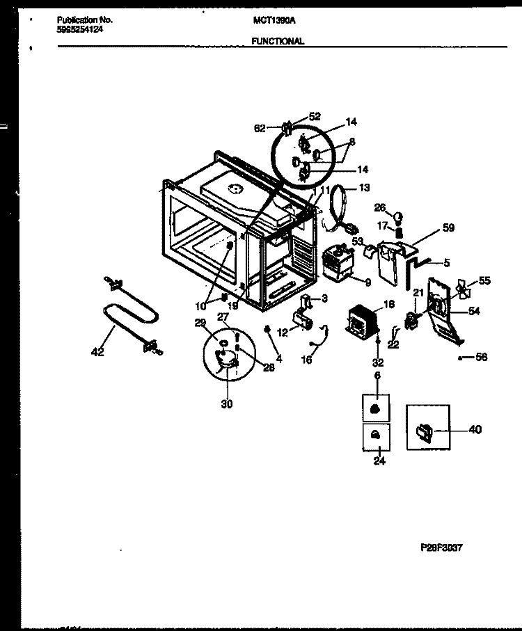 FUNCTIONAL PARTS Diagram and Parts List for MCT1390A2  Frigidaire Microwave