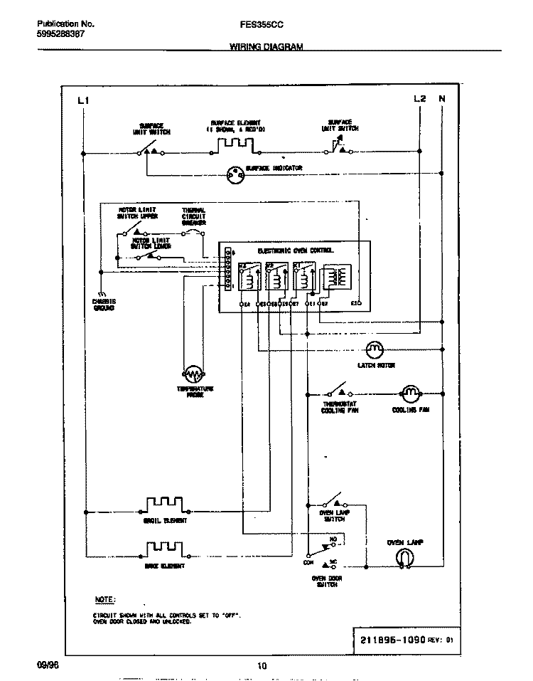 WIRING DIAGRAM Diagram and Parts List for FES355CCSG  Frigidaire Range