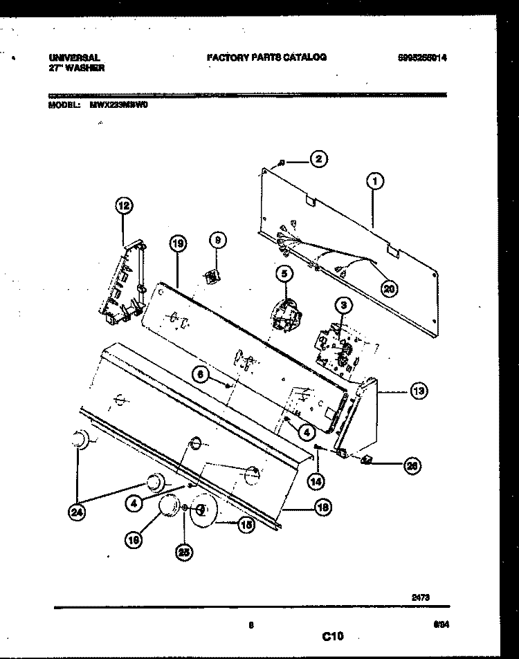 CONSOLE AND CONTROL PARTS Diagram and Parts List for MWX233MBW0  Tappan Washer
