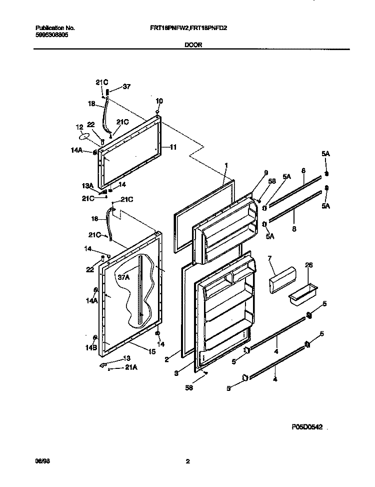 DOOR Diagram and Parts List for FRT18PNFD2  Frigidaire Refrigerator
