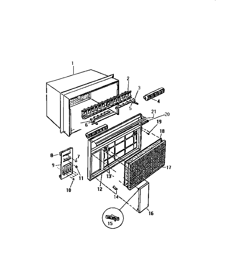 WRAPPER, FRONT Diagram and Parts List for AS248K2K1  Frigidaire Air Conditioner