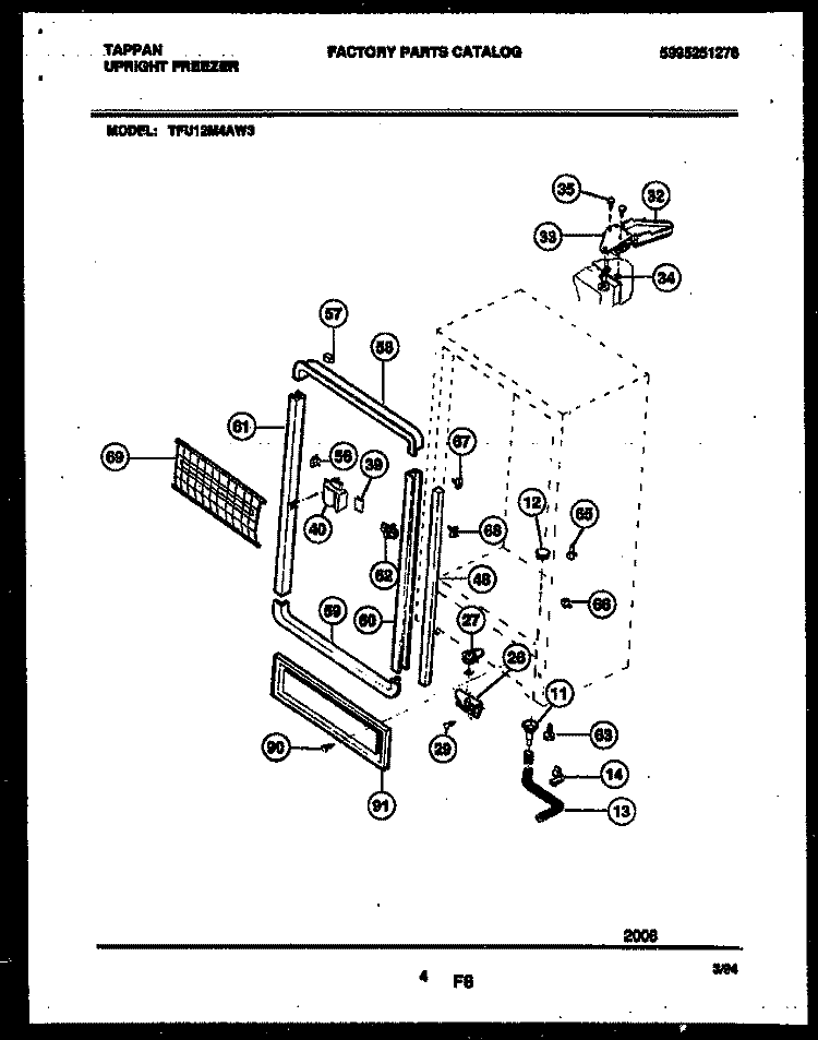 CABINET PARTS Diagram and Parts List for TFU12M4AW3  Tappan Freezer