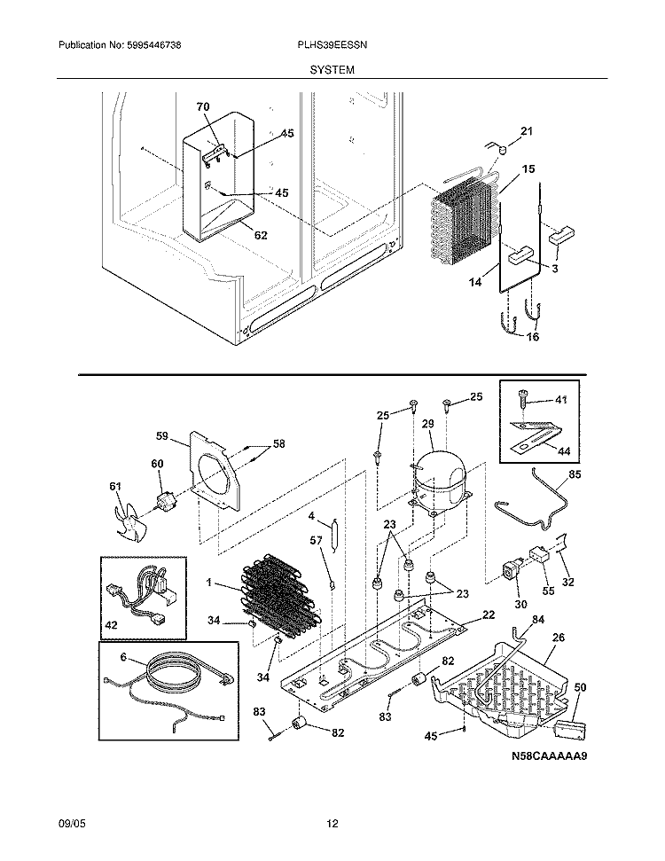 SYSTEM Diagram and Parts List for PLHS39EESSN  Frigidaire Refrigerator