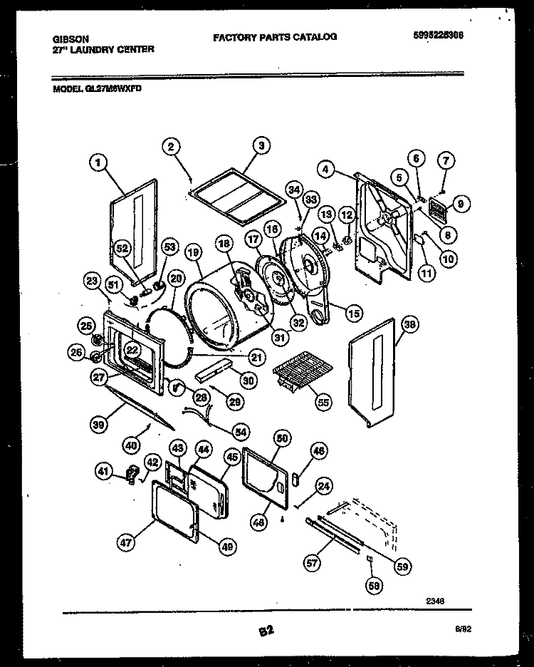 CABINET AND COMPONENT PARTS Diagram and Parts List for GL27M6WXFD  Gibson Washer Dryer Combo