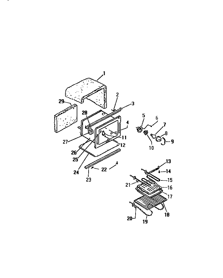 OVEN CAVITY Diagram and Parts List for REP302CD1  Kelvinator Range
