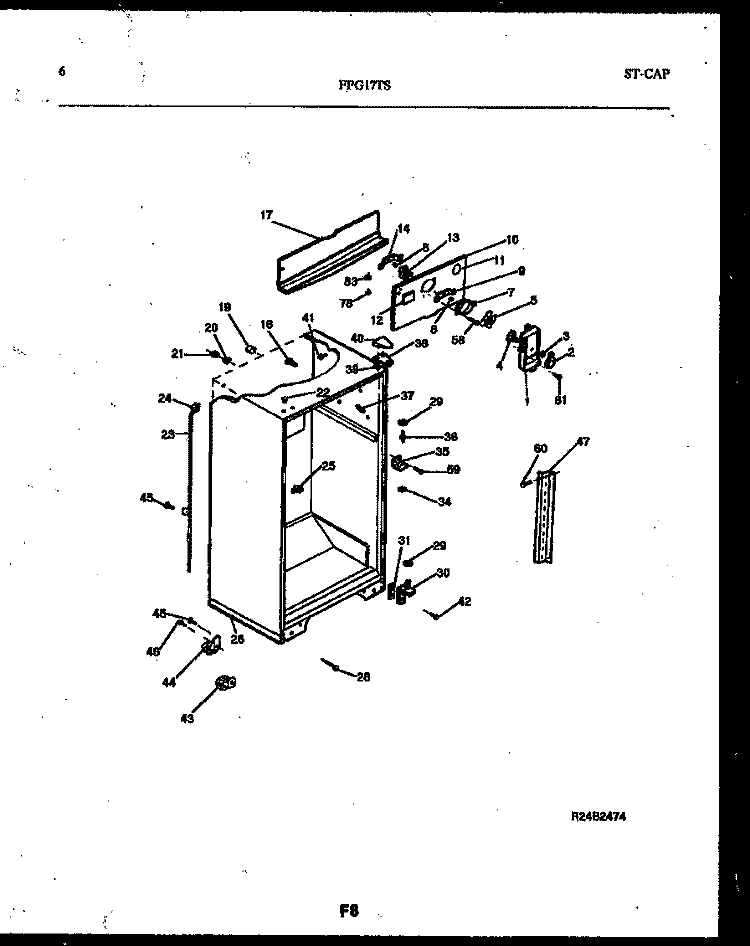 CABINET PARTS Diagram and Parts List for FPG17TSL0  Frigidaire Refrigerator