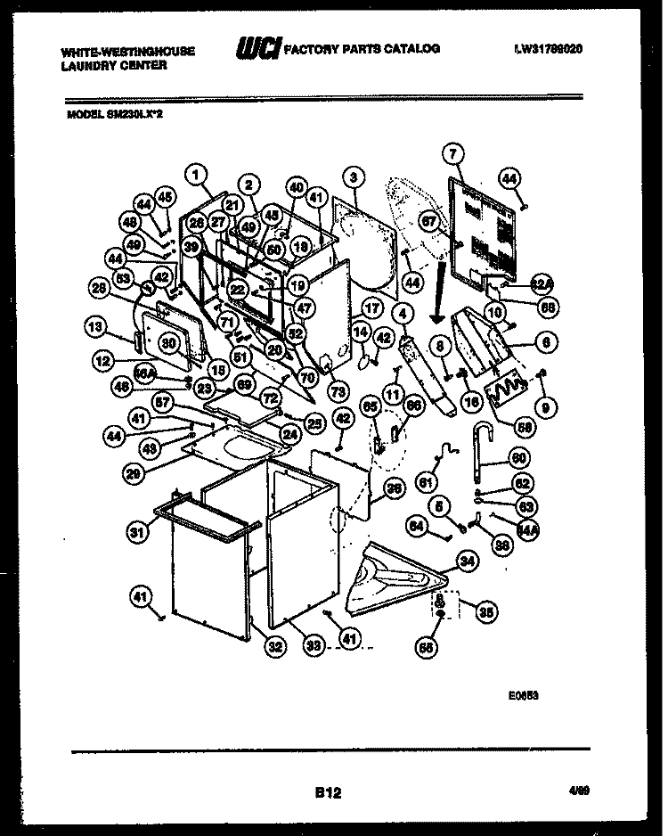 CABINET PARTS AND HEATER Diagram and Parts List for SM230LXW2  Frigidaire Washer