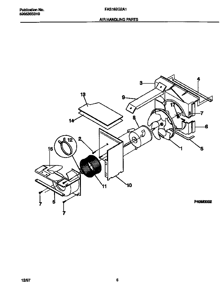 AIR HANDLING PARTS Diagram and Parts List for FAS182G2A1  Frigidaire Air Conditioner
