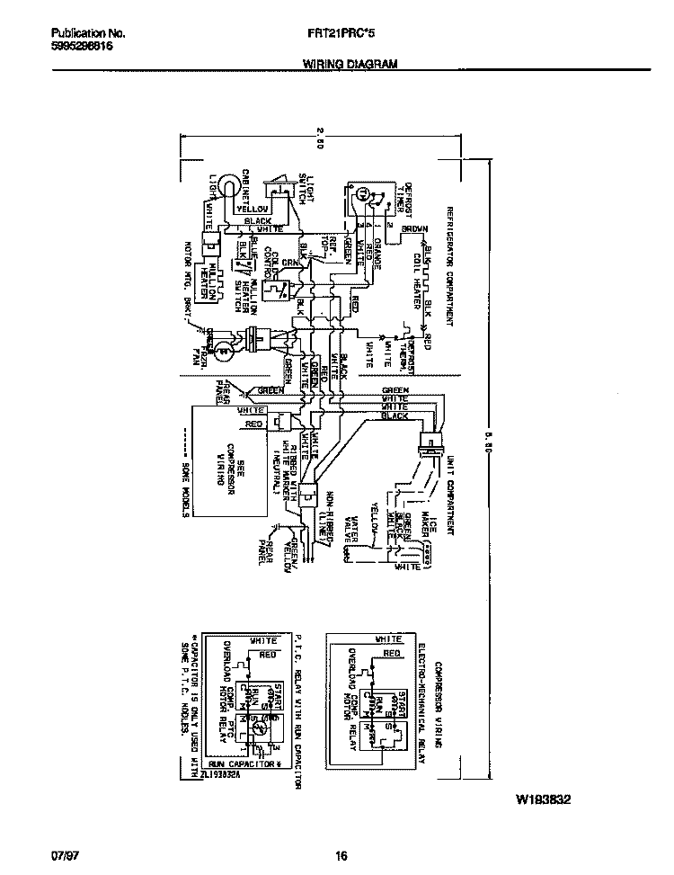 WIRING DIAGRAM Diagram and Parts List for FRT21PRCB5  Frigidaire Refrigerator