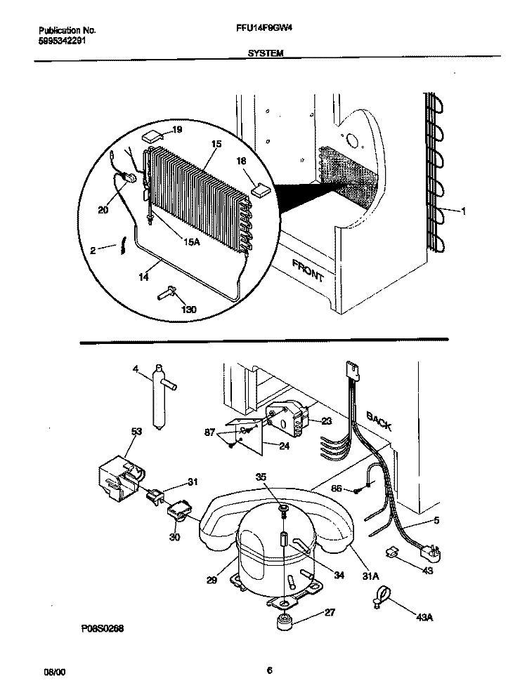 SYSTEM Diagram and Parts List for FFU14F9GW4  Frigidaire Freezer