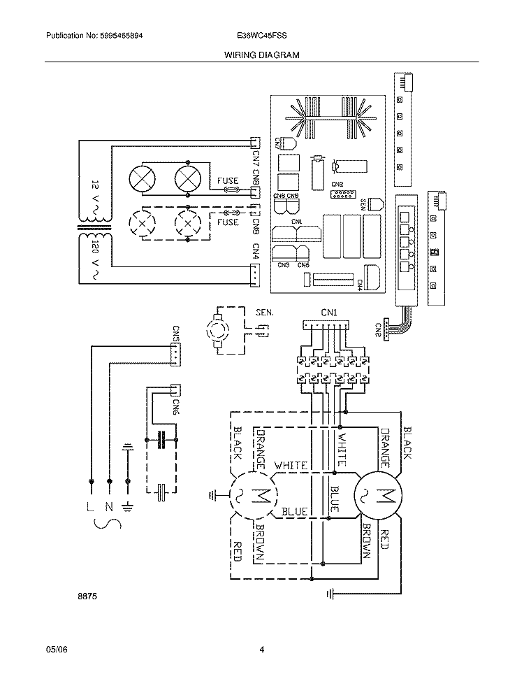 WIRING DIAGRAM Diagram and Parts List for E36WC45FSS  Electrolux Range Hood