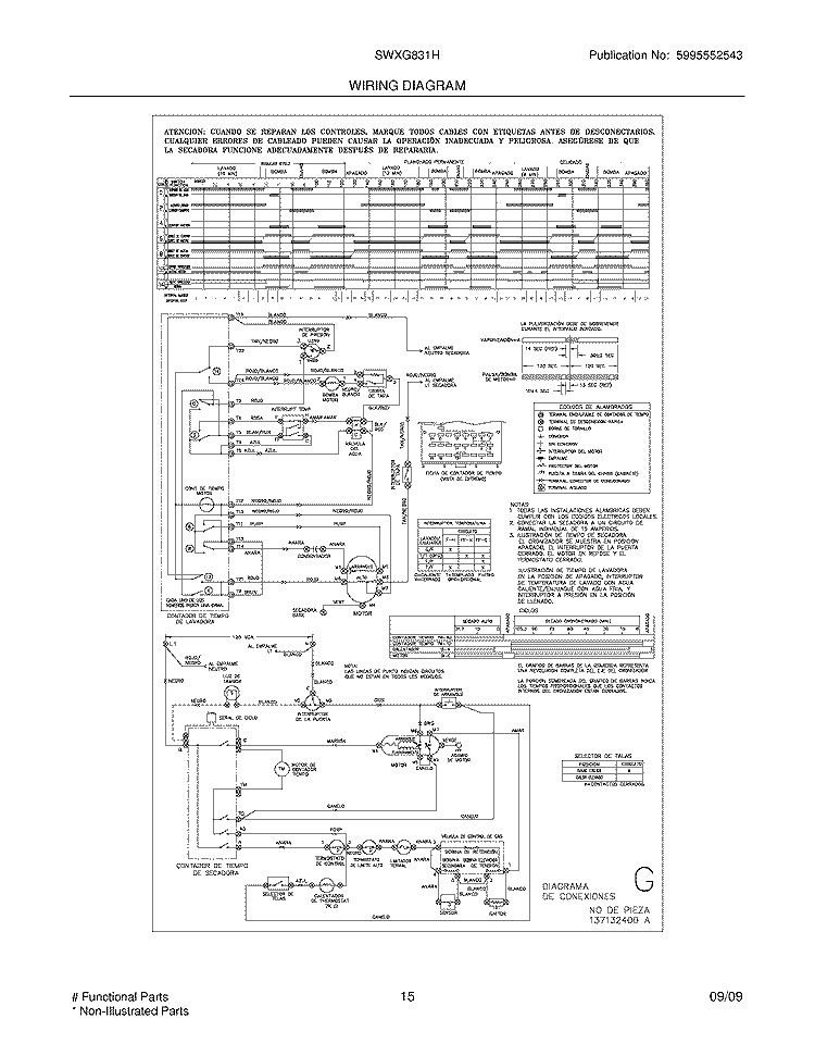 WIRING DIAGRAM Diagram and Parts List for SWXG831HS4  Westinghouse Washer Dryer Combo