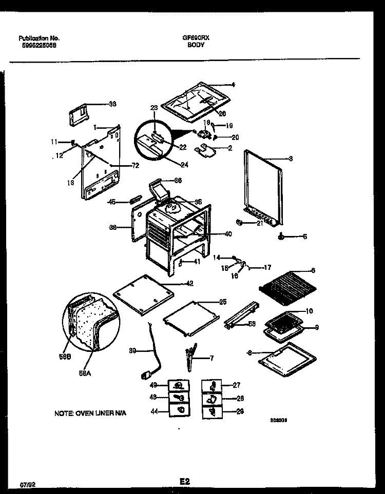 BODY PARTS Diagram and Parts List for GF690RXD1  Frigidaire Range
