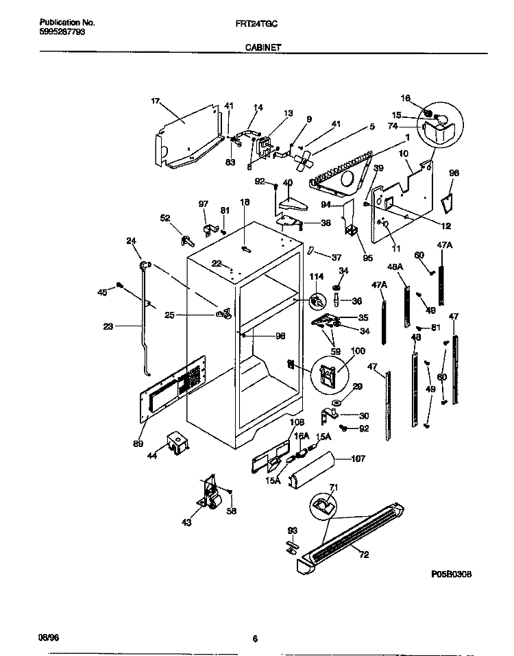 CABINET Diagram and Parts List for FRT24TGCD4  Frigidaire Refrigerator