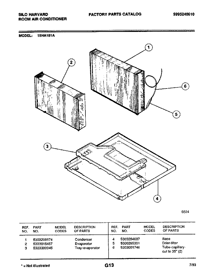 CONDENSER Diagram and Parts List for 18HA181A  Frigidaire Air Conditioner