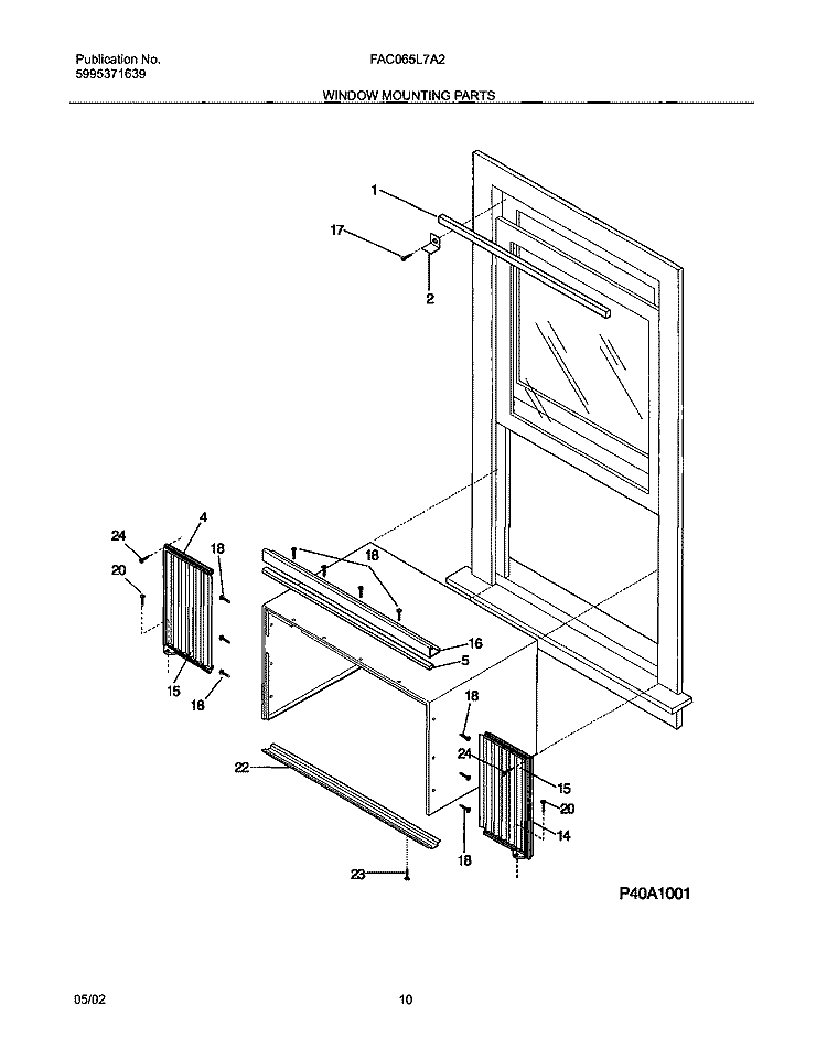 WINDOW MOUNTING PARTS Diagram and Parts List for FAC065L7A2  Frigidaire Air Conditioner