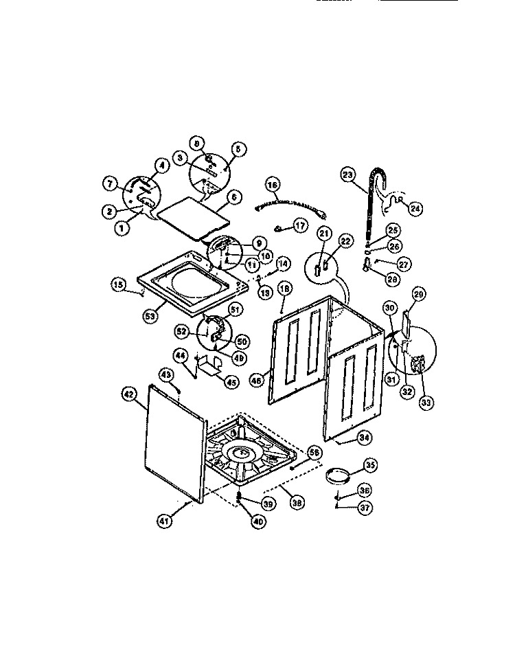 CABINET, TOP PANEL, BASE Diagram and Parts List for WDSDLW0  Frigidaire Washer