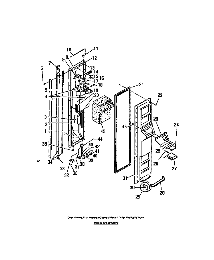 FREEZER COMPARTMENT DOORS Diagram and Parts List for FPE22VWCF0  Frigidaire Refrigerator