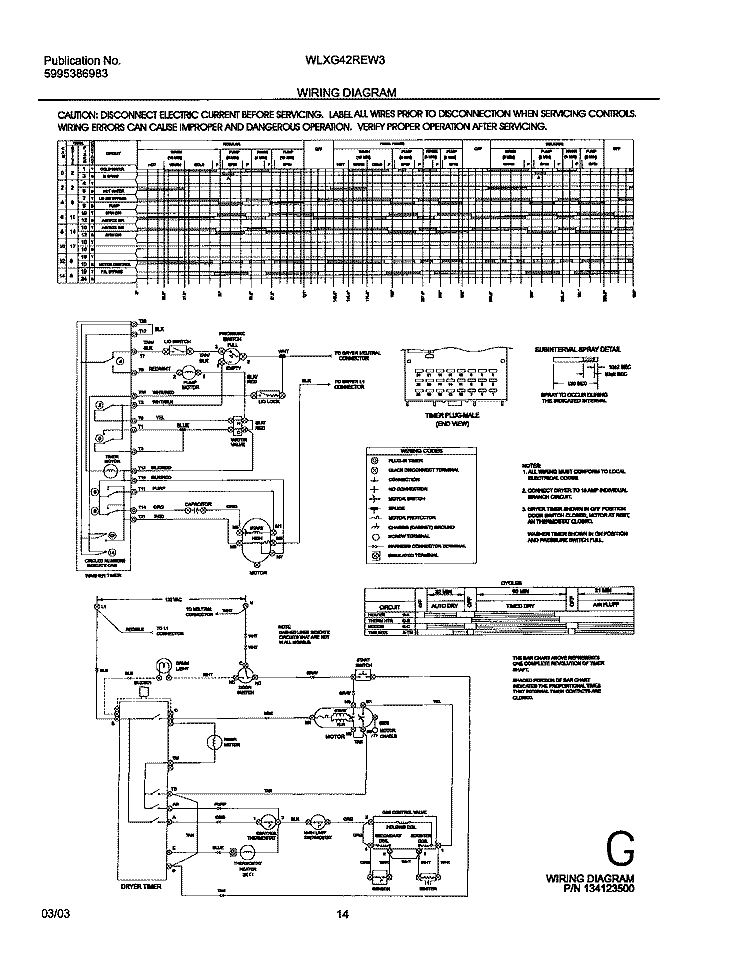 WIRING DIAGRAM Diagram and Parts List for WLXG42REW3  Westinghouse Washer Dryer Combo