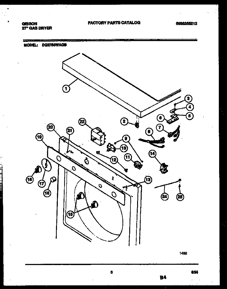 CONTROL PARTS Diagram and Parts List for DG27S8WAGB  Gibson Dryer