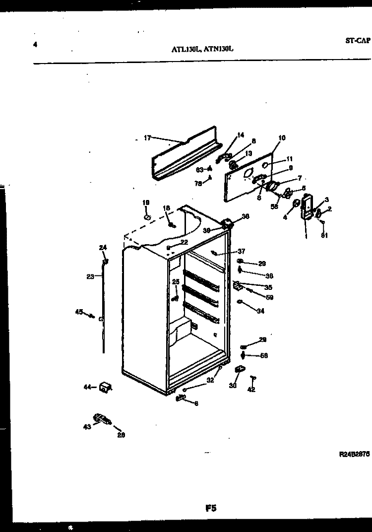 CABINET PARTS Diagram and Parts List for ATL130WL0  Frigidaire Refrigerator