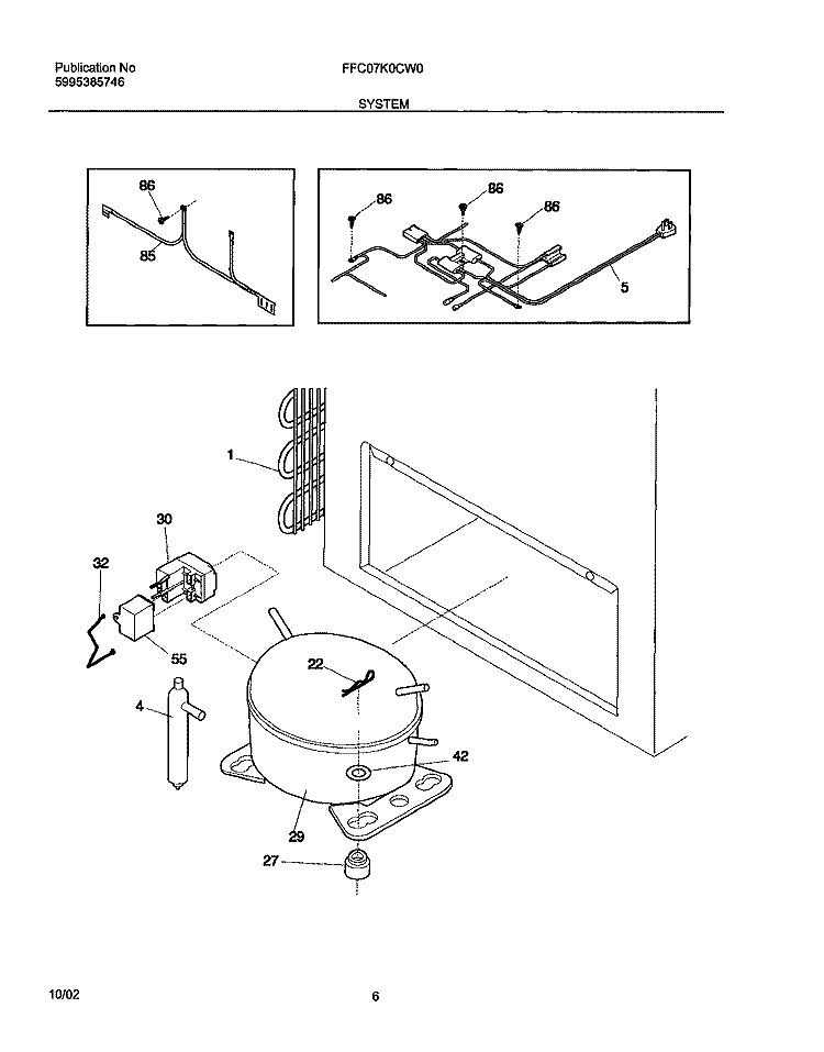 SYSTEM Diagram and Parts List for FFC07K0CW0  Frigidaire Freezer