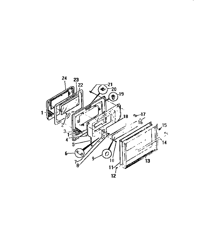 LOWER OVEN DOOR, PANELS Diagram and Parts List for REG638ML5  Frigidaire Range