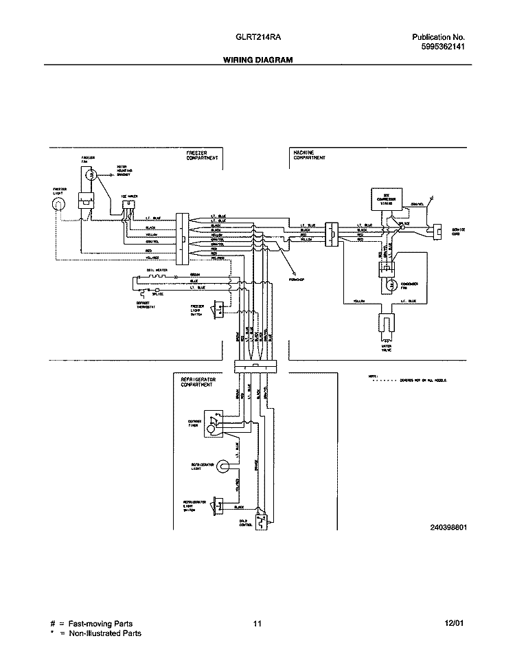 WIRING DIAGRAM Diagram and Parts List for GLRT214RAB2  Frigidaire Refrigerator